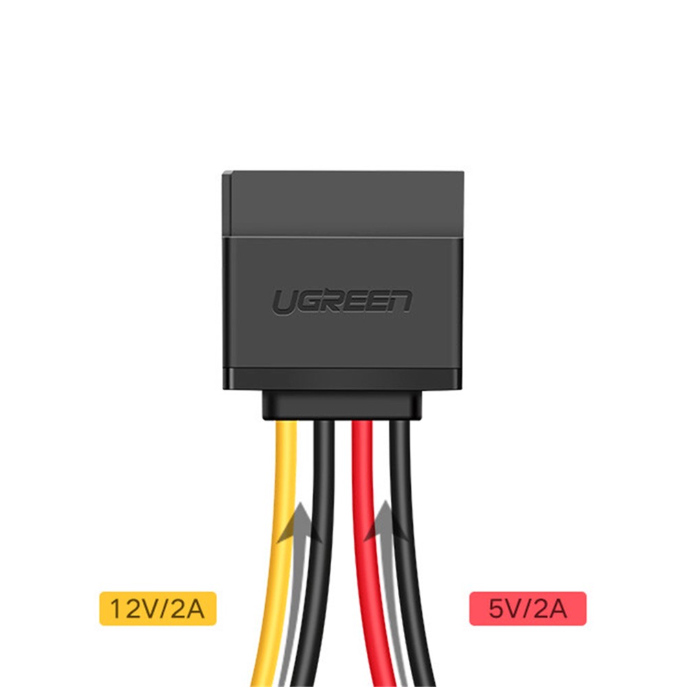 UGREEN 50720 0.2m SATA 15-Pin Female to IDE Large 4-Pin Molex Adapter Cable Hard Drive Power Cord-3