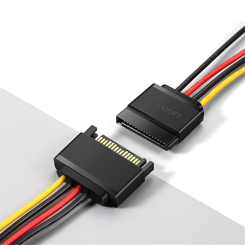 UGREEN 50719 SATA Power Y Splitter Cable 15-Pin Male to 2 Female Extension Cable Hard Disk Optical Drive Power Cable Serial Data Transfer Cord-2