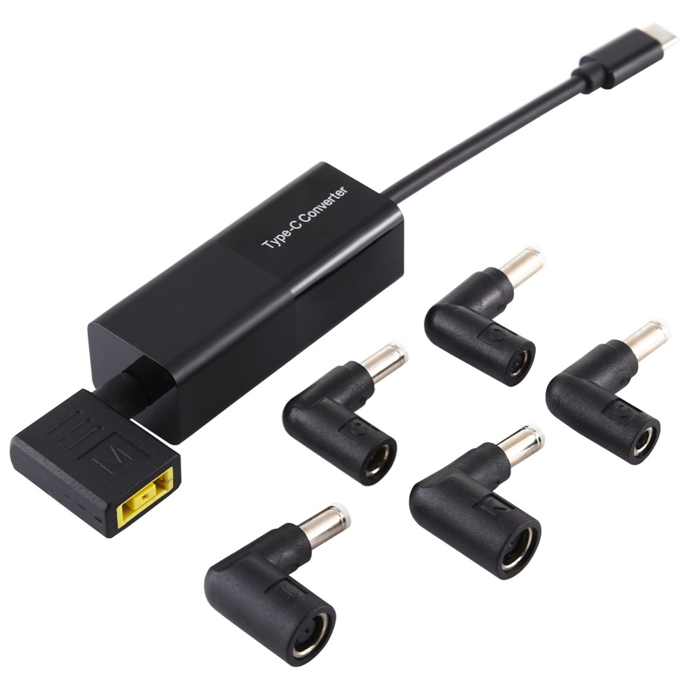 65W Type-C to 6 in 1 Power Supply Cord Computer Laptop Adapter - Black-1