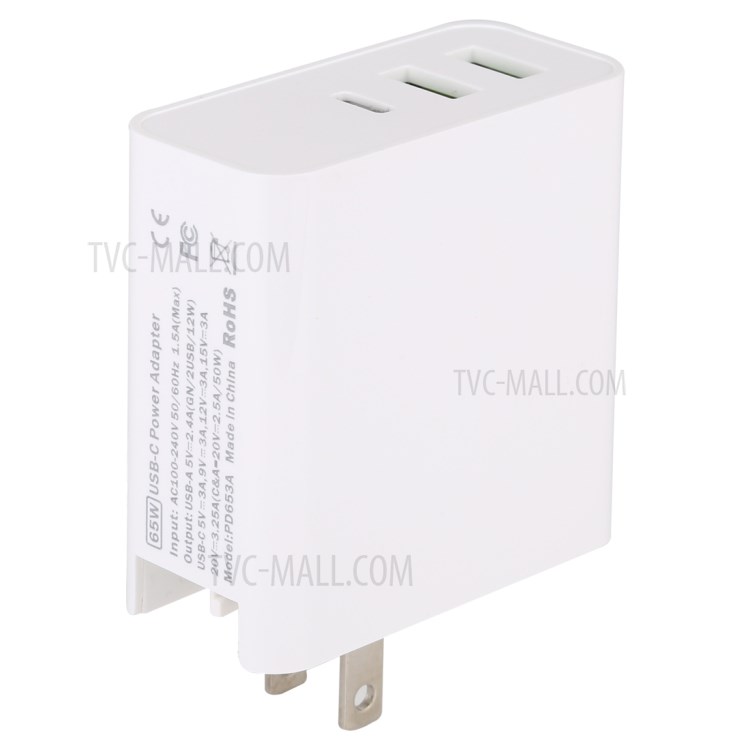 65W PD + 2 QC3.0 Quick Charge Power Adapter US Plug