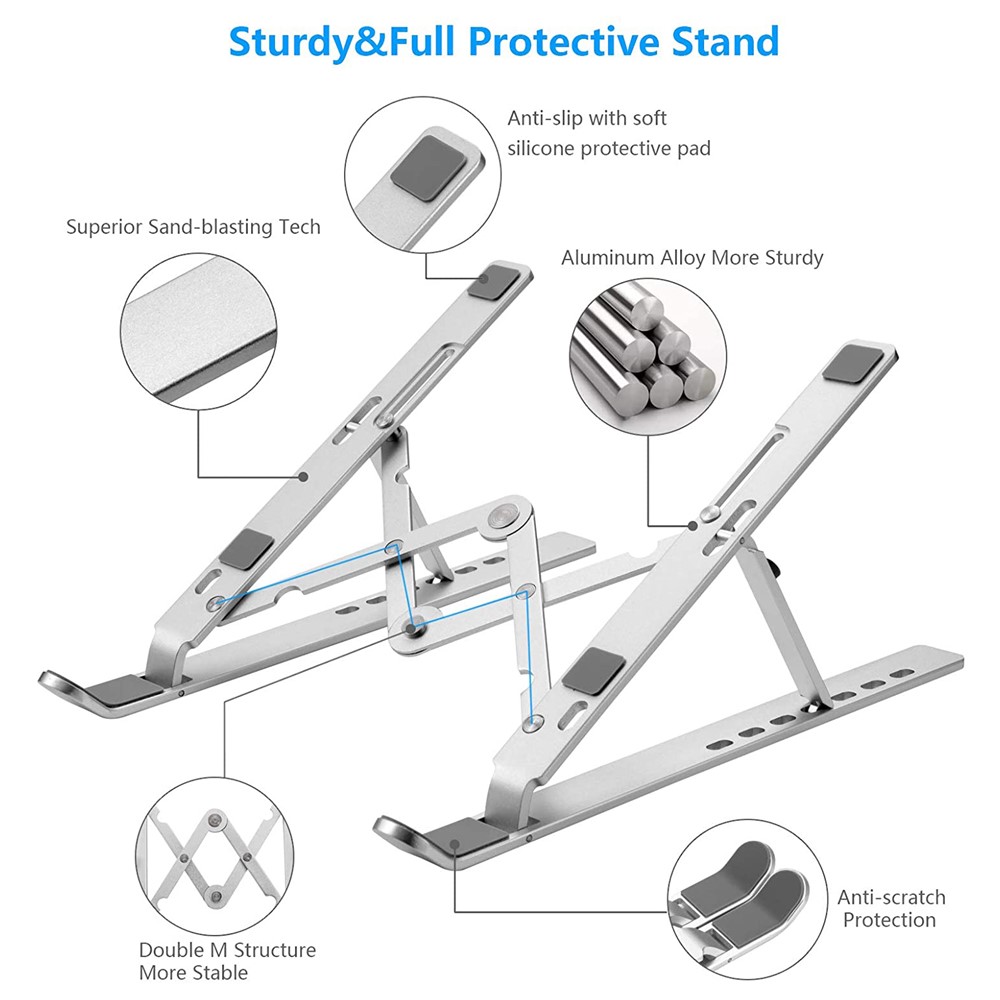 Laptop Holder Riser Computer Stand Adjustable Aluminum Foldable Portable Notebook Stand-5