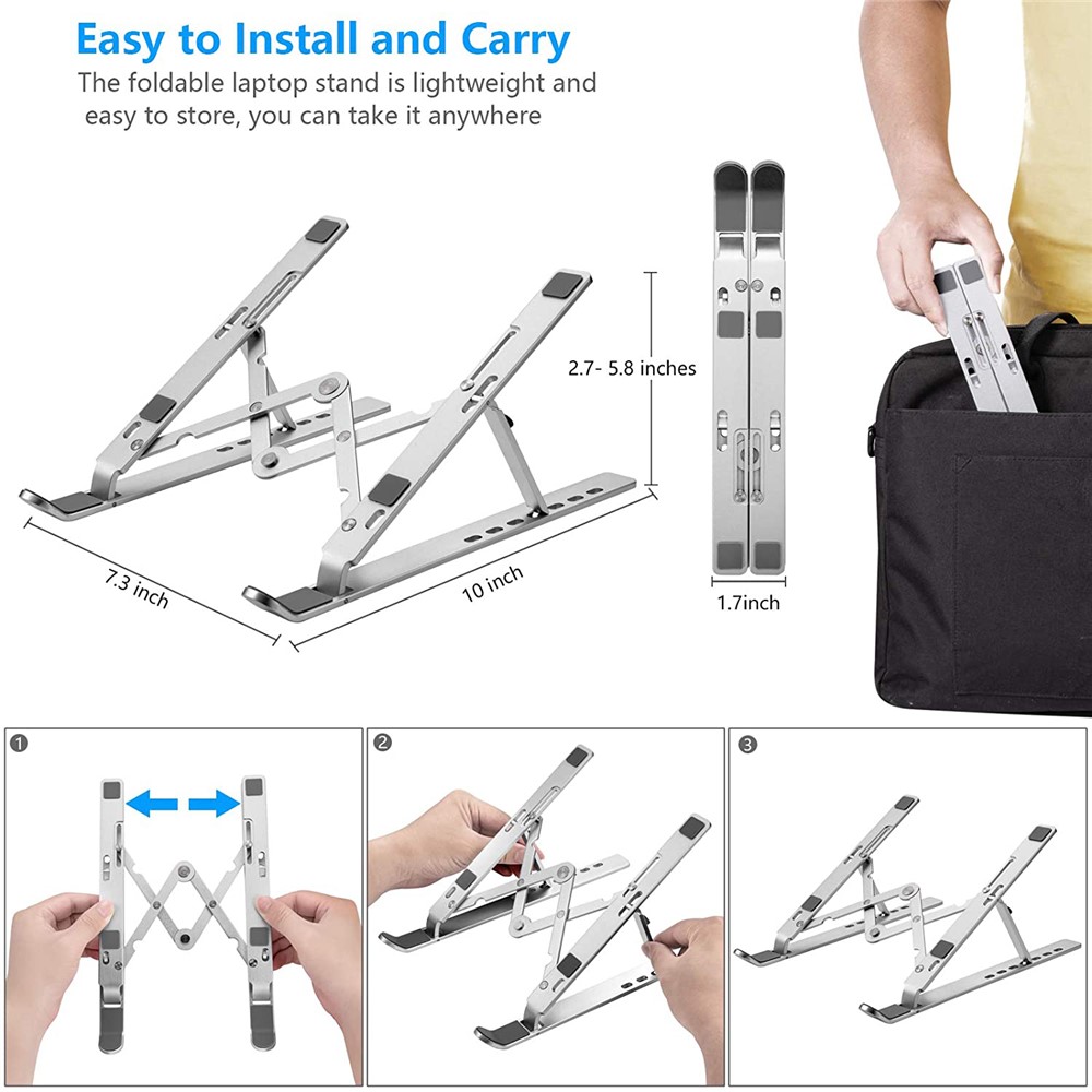 Laptop Holder Riser Computer Stand Adjustable Aluminum Foldable Portable Notebook Stand-6