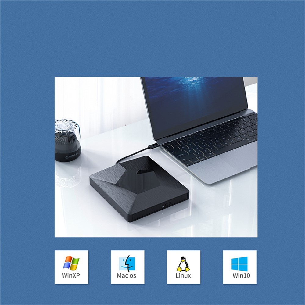 Orico XD007 USB 3.0 Motorista Óptica Externa Gravador De CD / DVD-ROM Para Mac Janelas Laptop-13