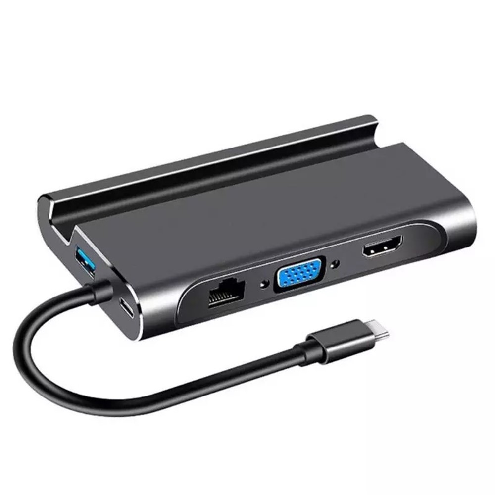 1037 7 in 1 USB C Hub 3*USB 3.0+Type-C+HD+RJ45 Gigabit Ethernet Port+VGA Multi-function Converter-1