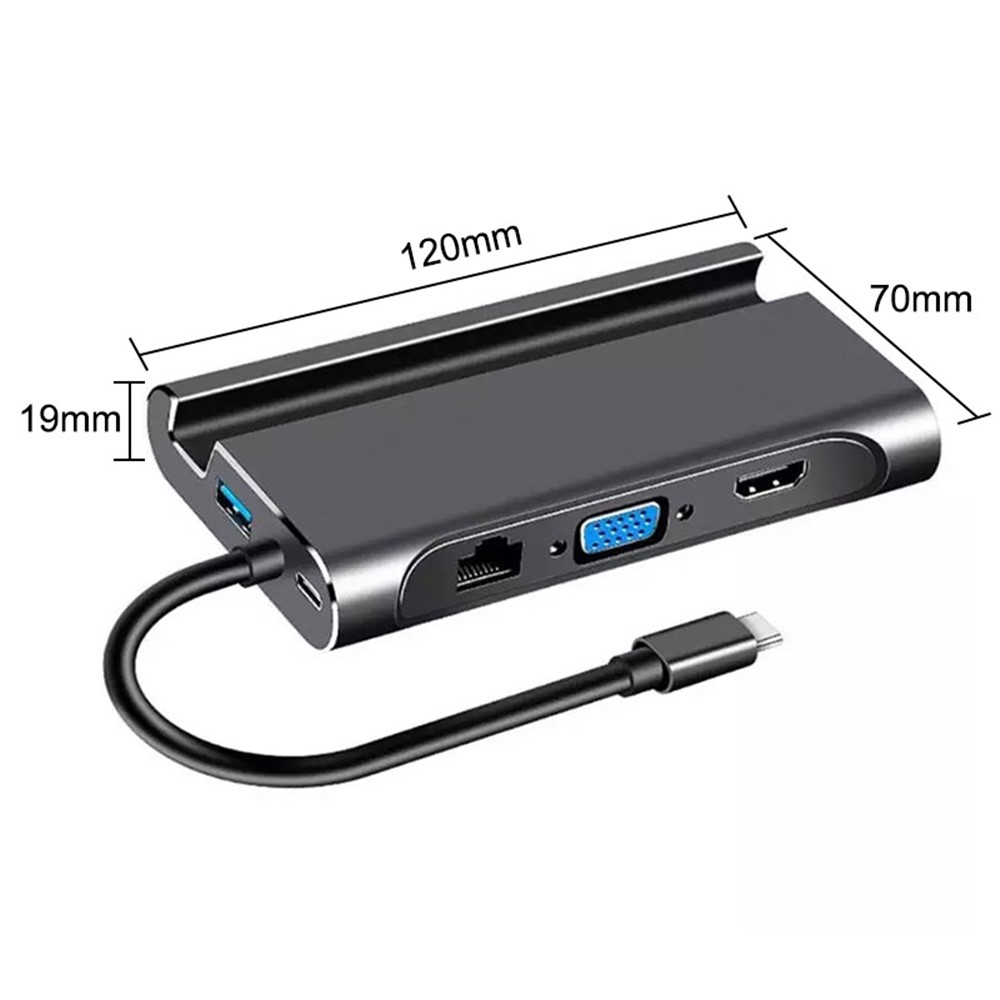 1037 7 in 1 USB C Hub 3*USB 3.0+Type-C+HD+RJ45 Gigabit Ethernet Port+VGA Multi-function Converter-6