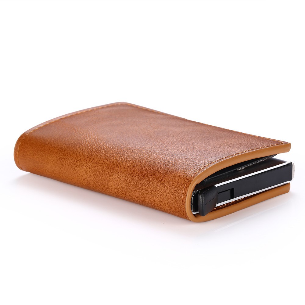 Aluminum Alloy Wallet Card Case Business Anti-magnetic Credit Card Box - Brown-7