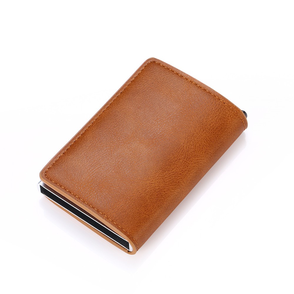 Aluminum Alloy Wallet Card Case Business Anti-magnetic Credit Card Box - Brown-9