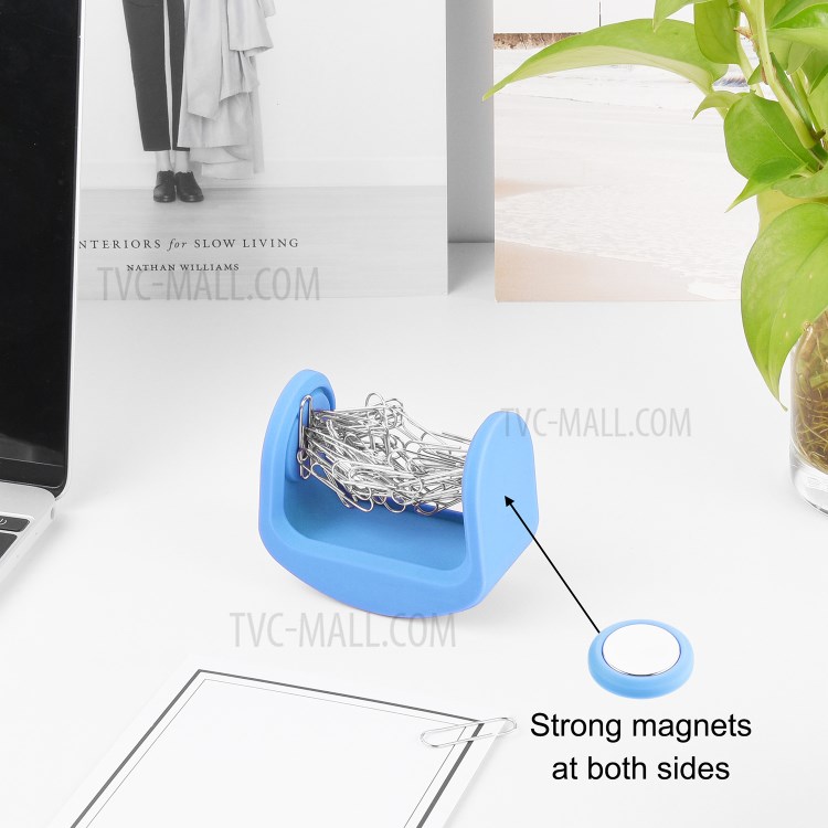 Magnetic Silicone Paper Clip Storage Box - Blue-2