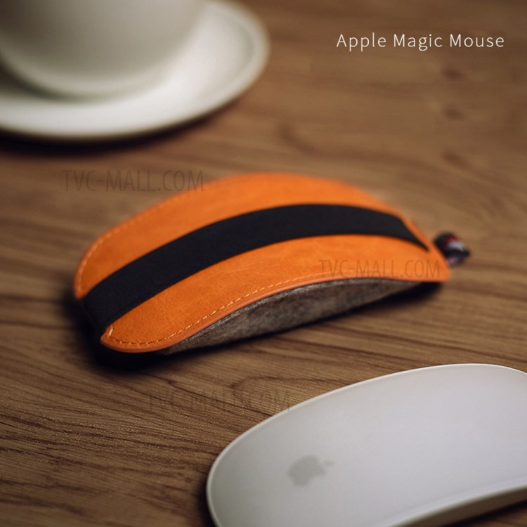 Elastic Strap PU Leather Gaming Mouse Storage Case Pouch for Apple Magic Mouse 2-2