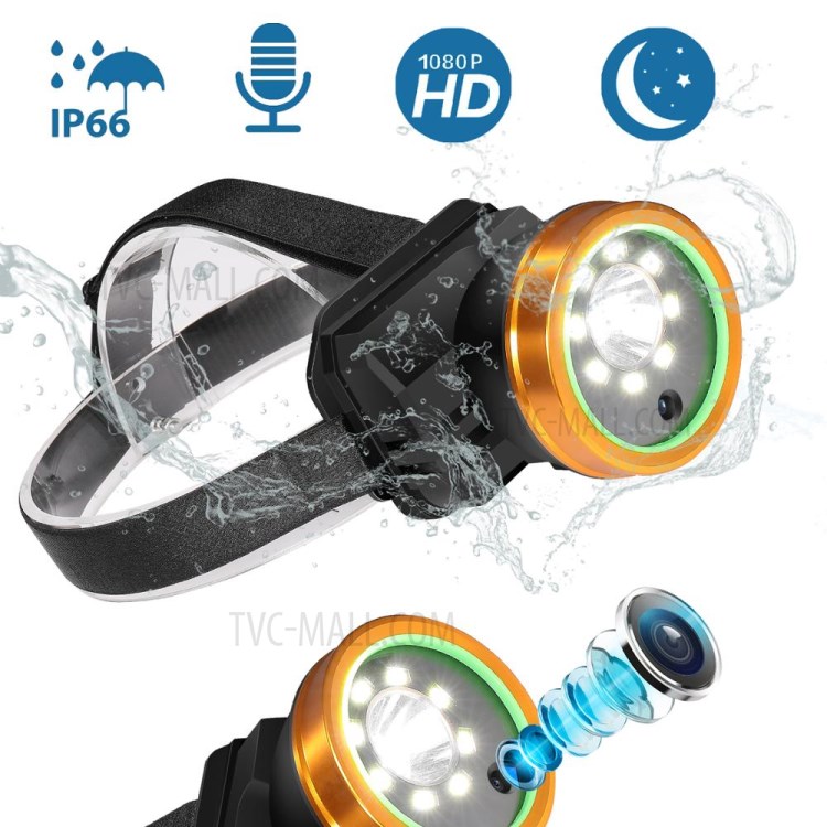 IP66 À Prova D'água De Vídeo Farol Gravador De Câmera HD 1080p Com Luzes LED Para Esportes Ao Ar Livre-8
