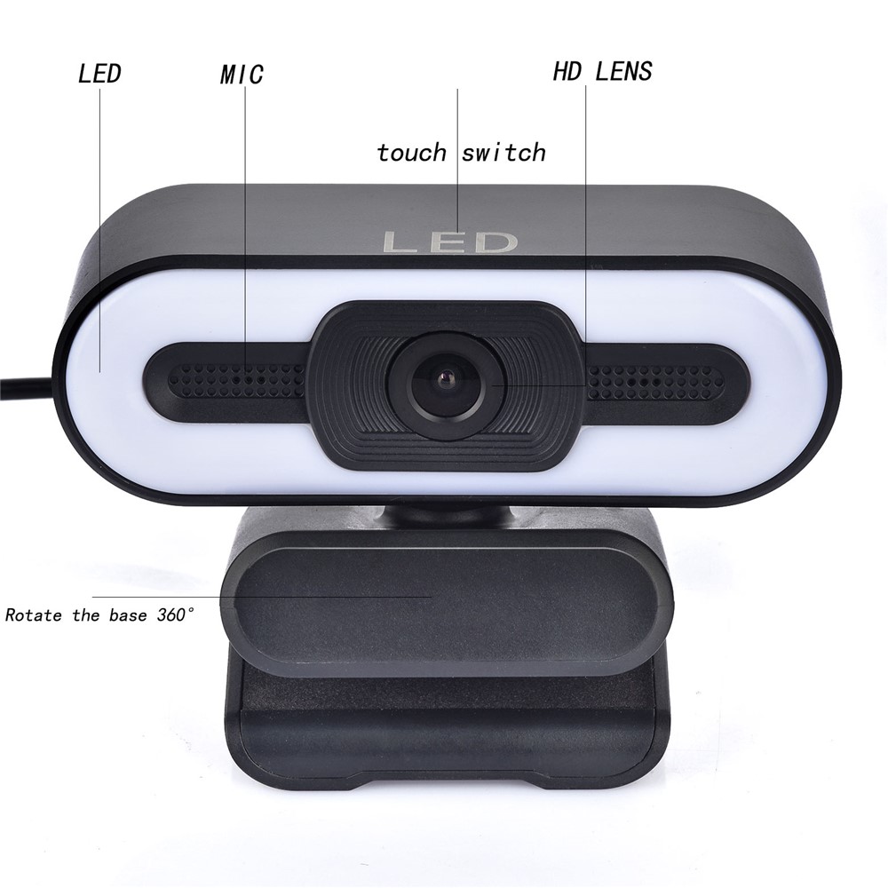 A55 1080P Computer Camera Home Office Built-in Microphone for Live Teaching USB Webcam with LED Fill Light-14