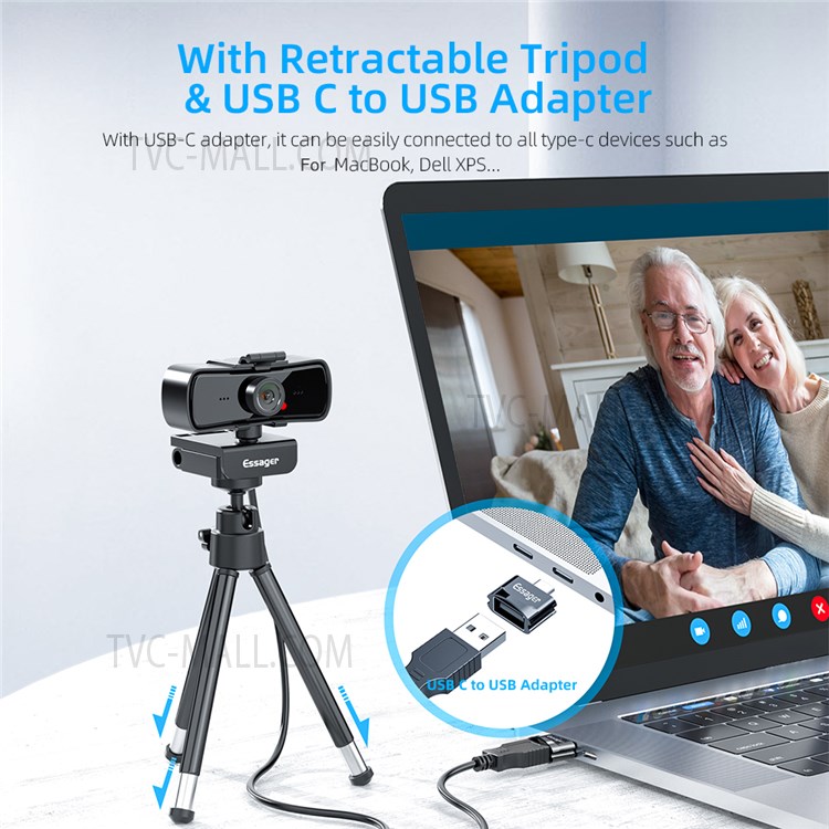 ESSAGER C3 1080P USB Computer Web Camera Built-in Microphone Video Conference Webcam with Tripod-3