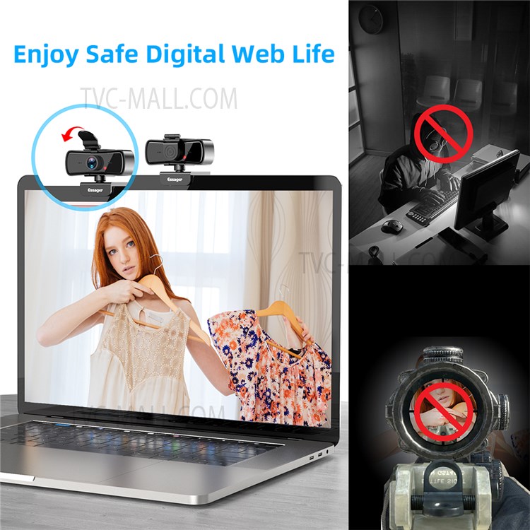 ESSAGER C3 1080P USB Computer Web Camera Built-in Microphone Video Conference Webcam with Tripod-5