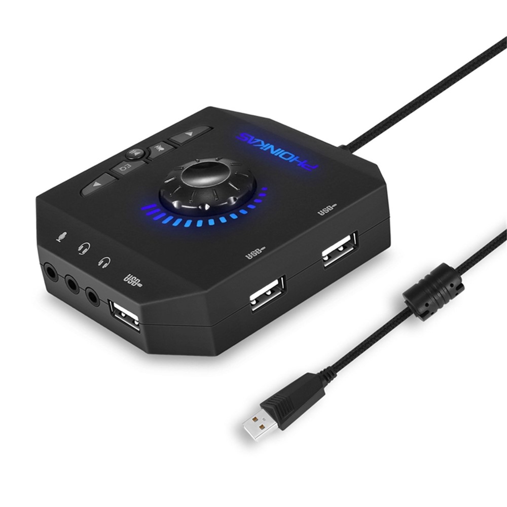 PHOINIKAS T10 Multi-function External Sound Card Independent Drive-free Computer Converter Hub-2