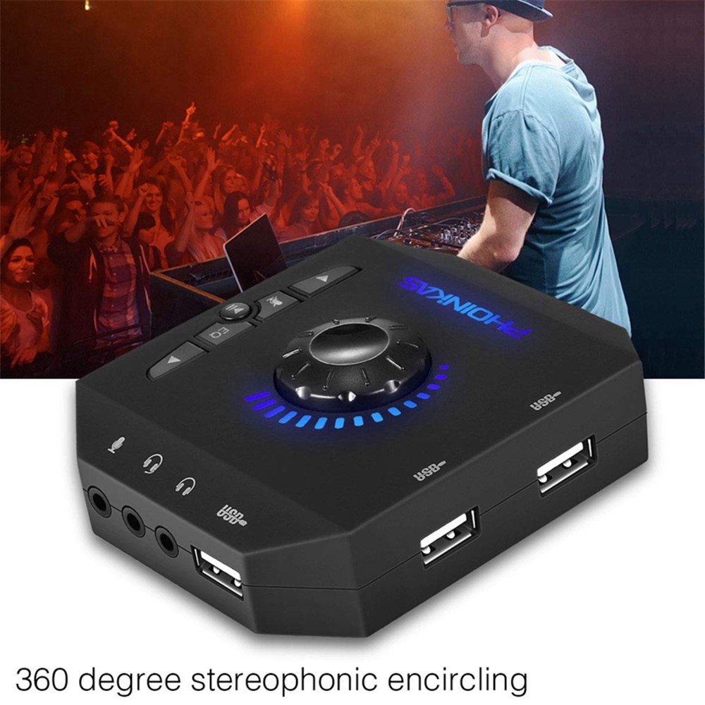 PHOINIKAS T10 Multi-function External Sound Card Independent Drive-free Computer Converter Hub-5