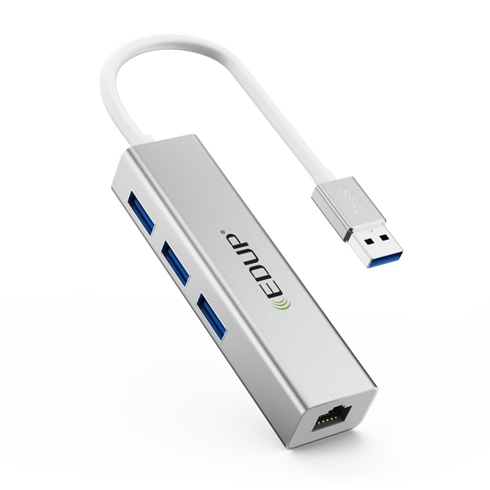 EDUP EP-9606 USB3.0 3-Ports Hub 1000Mbps USB to RJ45 Gigabit Ethernet Adapter for Laptop Computer-1