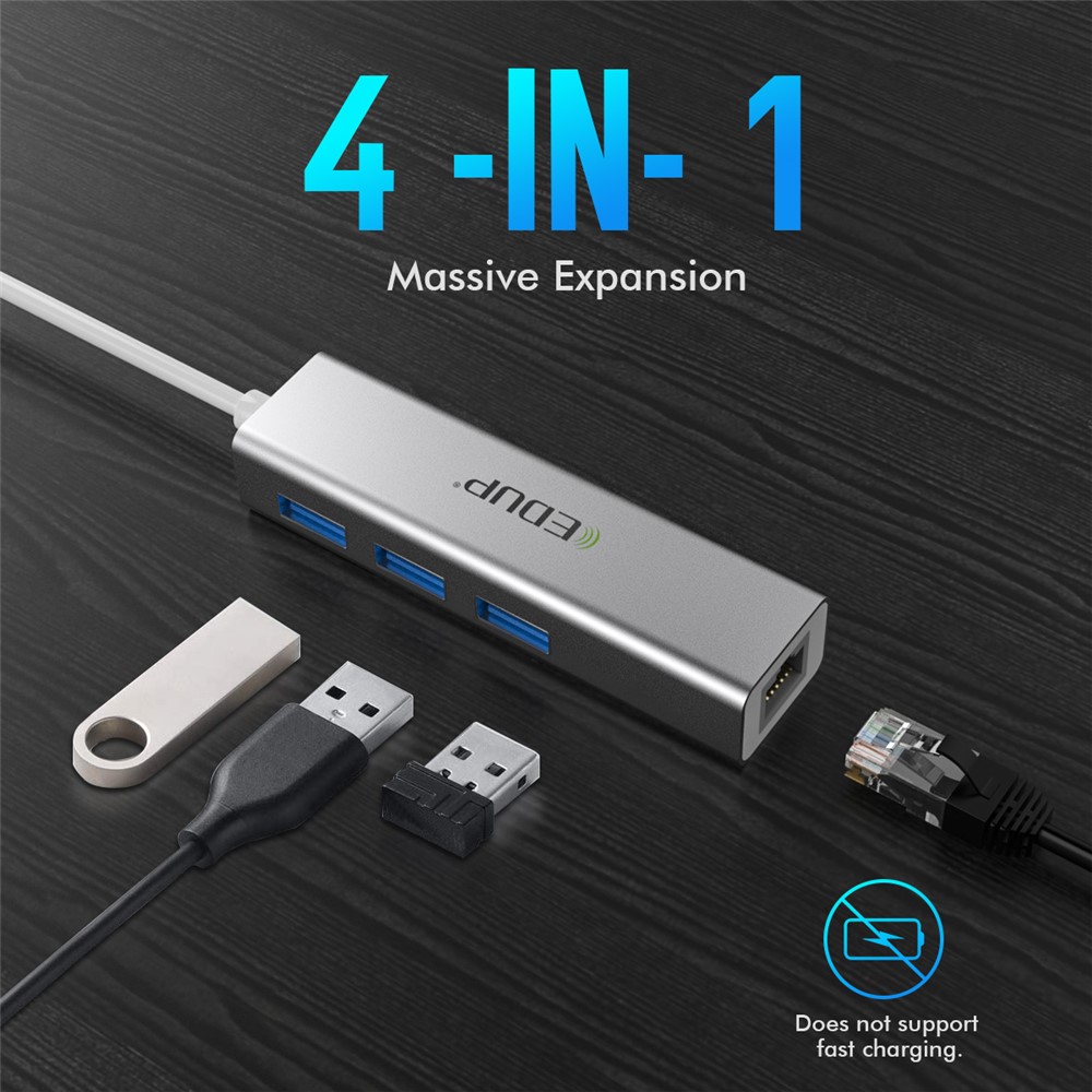 EDUP EP-9606 USB3.0 3-Ports Hub 1000Mbps USB to RJ45 Gigabit Ethernet Adapter for Laptop Computer-4