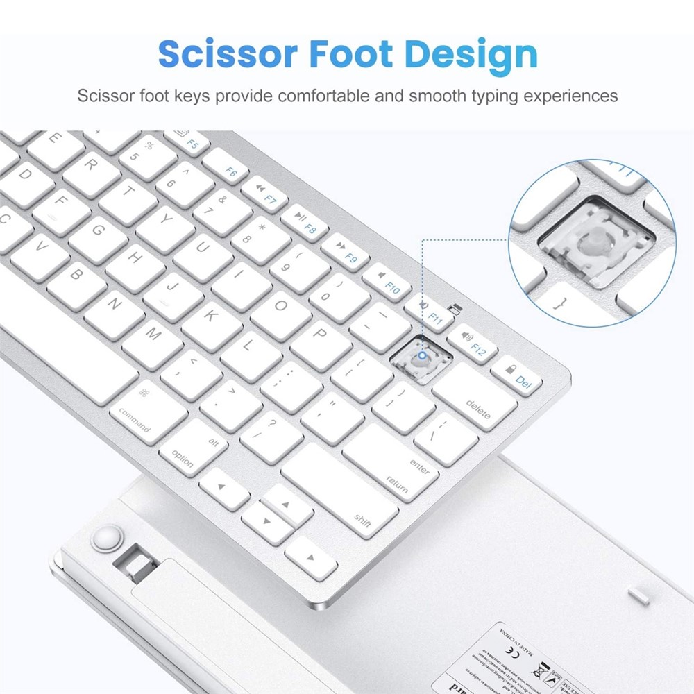 Ultra-Slim Wireless Bluetooth Keyboard (Spanish Language) for Android Windows iOS - Silver-6