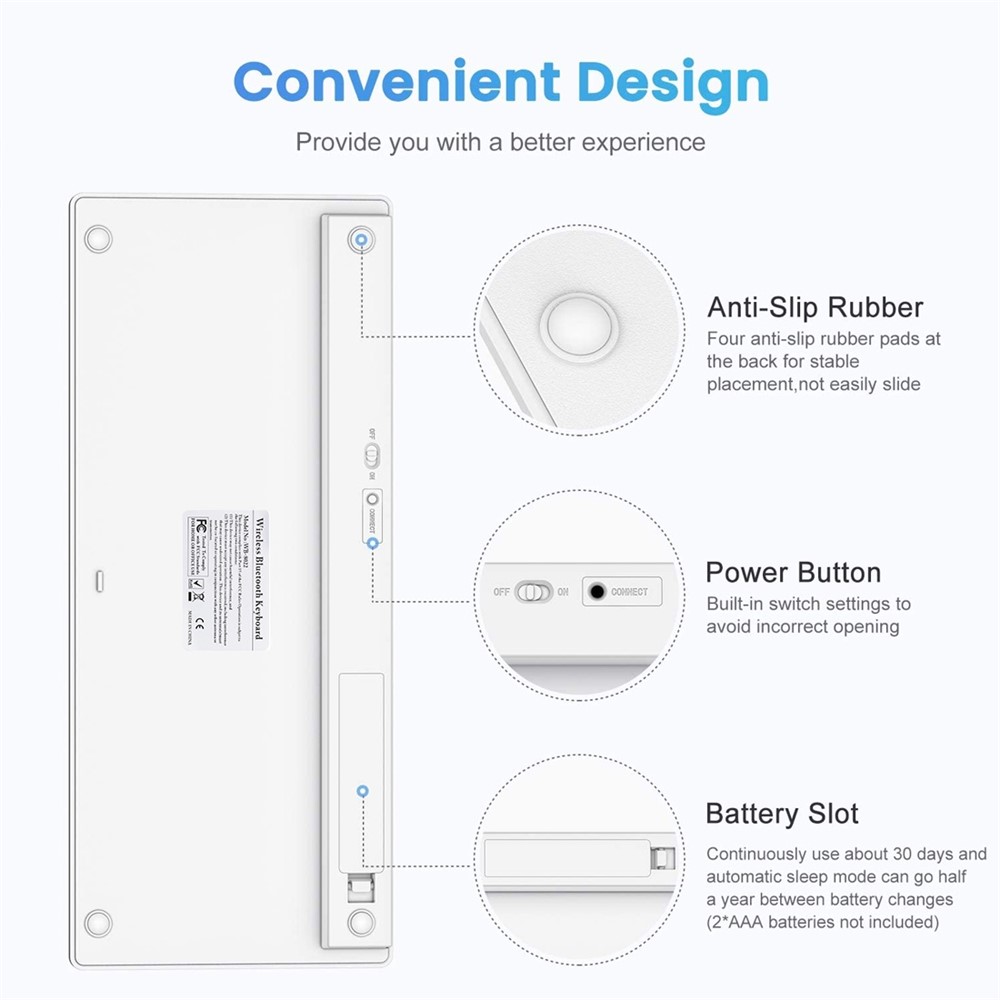 Tastiera Bluetooth Wireless Ultra-sottile (lingua Araba) Per Windows Android IOS - Argento-5