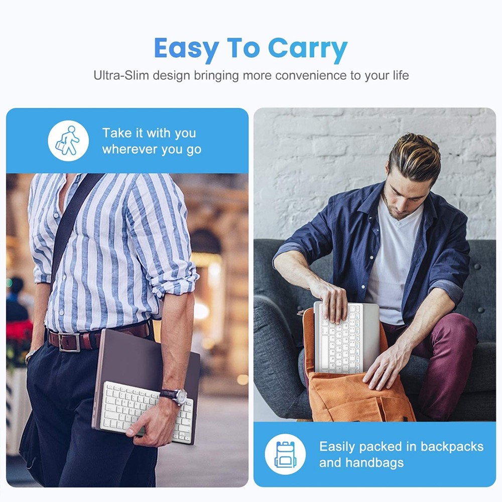 Teclado De Bluetooth Sem Fio Ultra-Slim 78 (Língua Alemã) Para Android Windows IOS - Prata