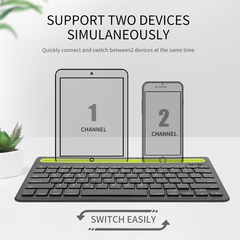 HM-04 Dual-Device Connection Bluetooth Keyboard for IOS Android Windows Phones/Tablets - Black-4