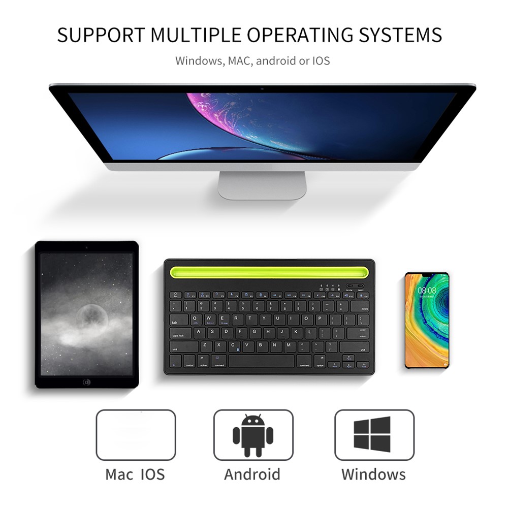 HM-04 Dual-Device Connection Bluetooth Keyboard for IOS Android Windows Phones/Tablets - Black-5