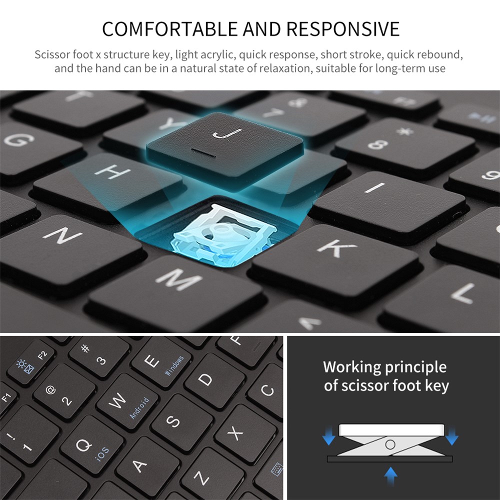 HM-04 Dual-Device Connection Bluetooth Keyboard for IOS Android Windows Phones/Tablets - Black-6
