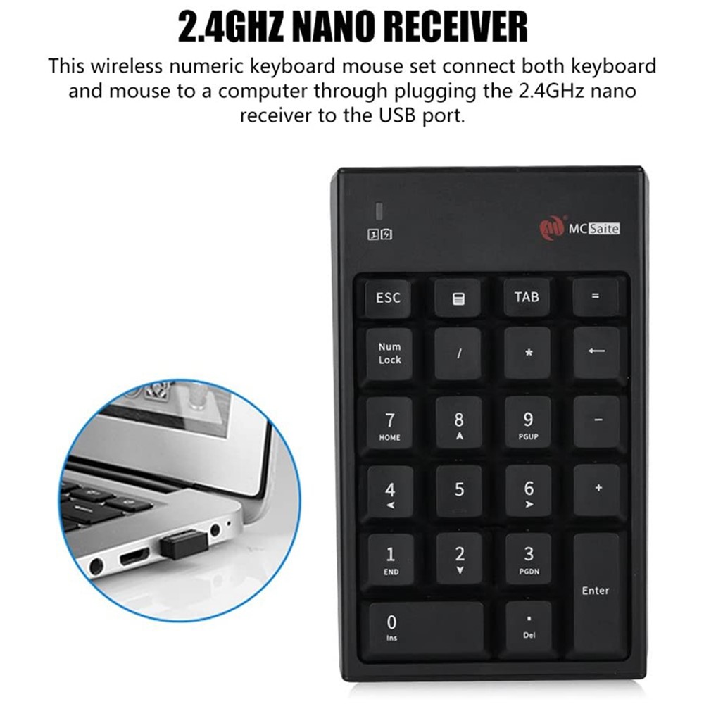 MCSaite MC-61CB 22 Keys Wireless 2.4G Numeric Keyboard and Mouse-5