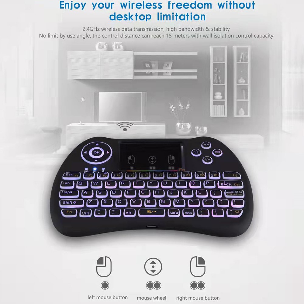 H9 2.4GHz Wireless Keyboard for Android TV Box Air Mouse Touchpad Device with Backlit-6