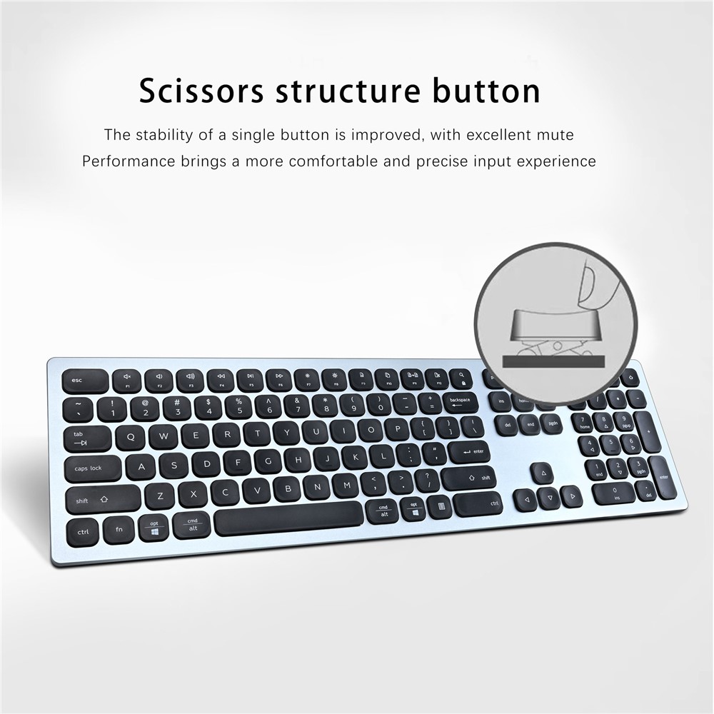 K9500 Ultra-thin 110-Key Full Size Wireless Keyboard with Bluetooth and Scissors Switch for Windows/Mac/Android-2