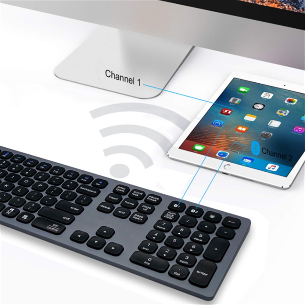 K9500 Ultra-thin 110-Key Full Size Wireless Keyboard with Bluetooth and Scissors Switch for Windows/Mac/Android-6