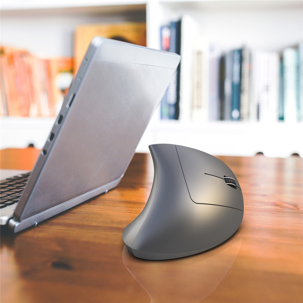 HXSJ T29 Bluetooth Wireless Vertical Ergonomic Optical Mouse Adjustable DPI Laptop Mice - Grey-6