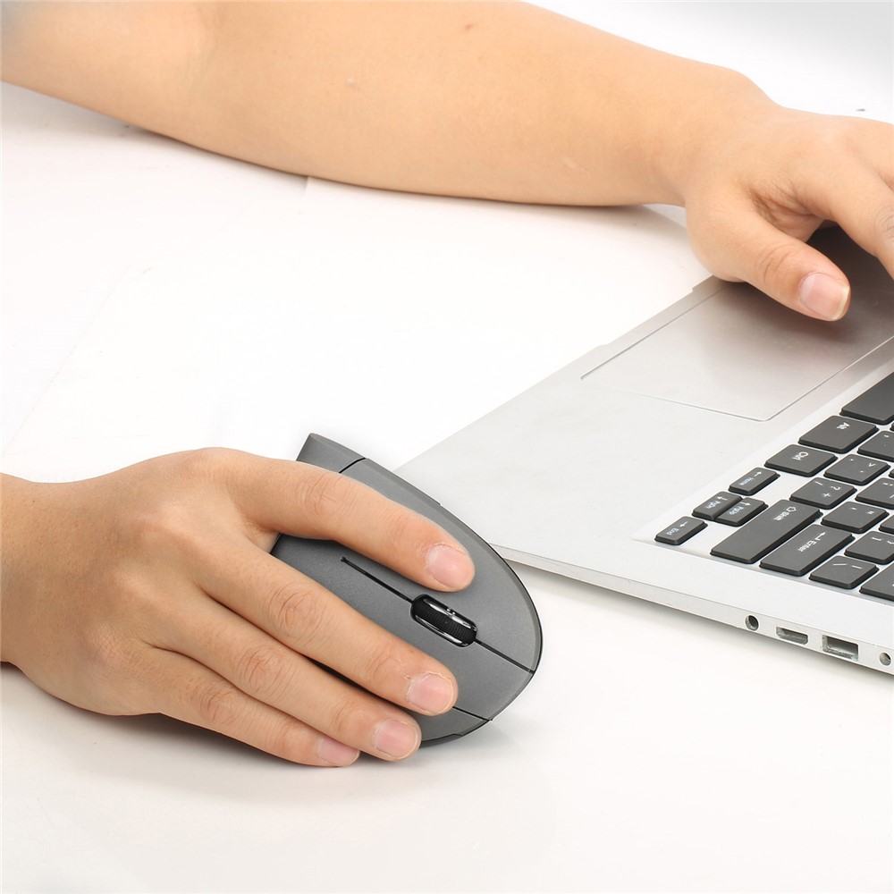 HXSJ T29 Bluetooth Wireless Vertical Ergonomic Optical Mouse Adjustable DPI Laptop Mice - Grey-7