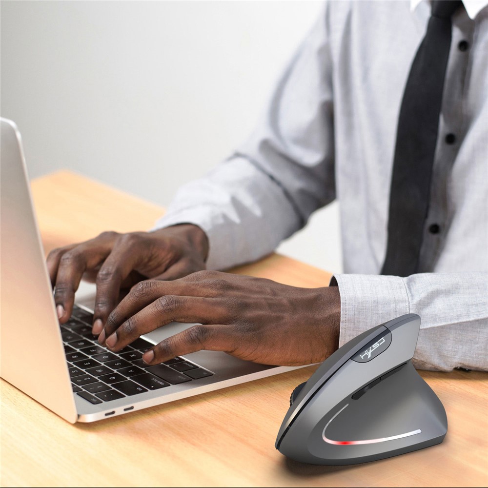 HXSJ T29 Bluetooth Wireless Vertical Ergonomic Optical Mouse Adjustable DPI Laptop Mice - Grey-8