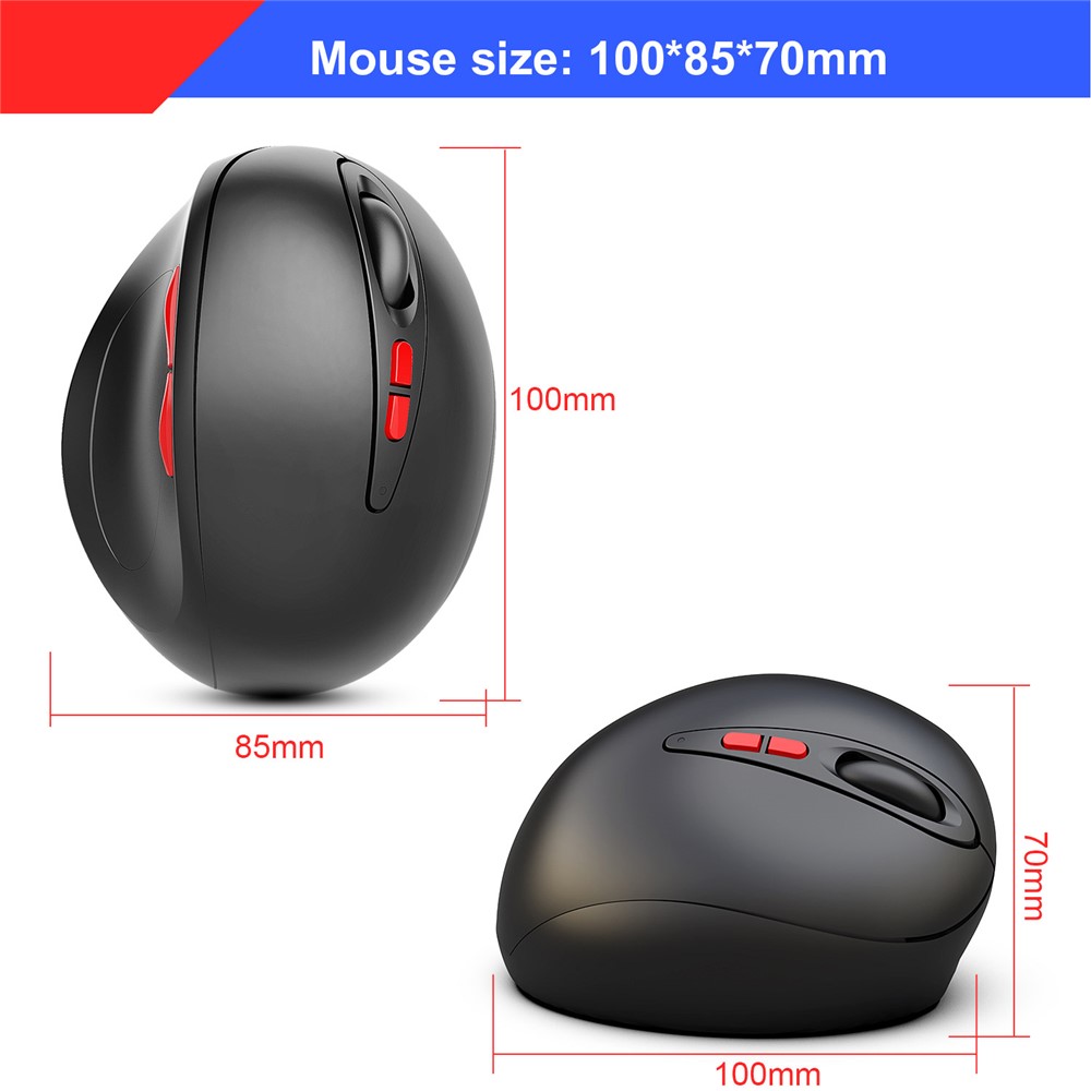 HXSJ T33 2.4G Sem Fio Vertical Ergonômico Gaming Óptico Mouse Ajustável Camundongos Laptop de Computador DPI-6