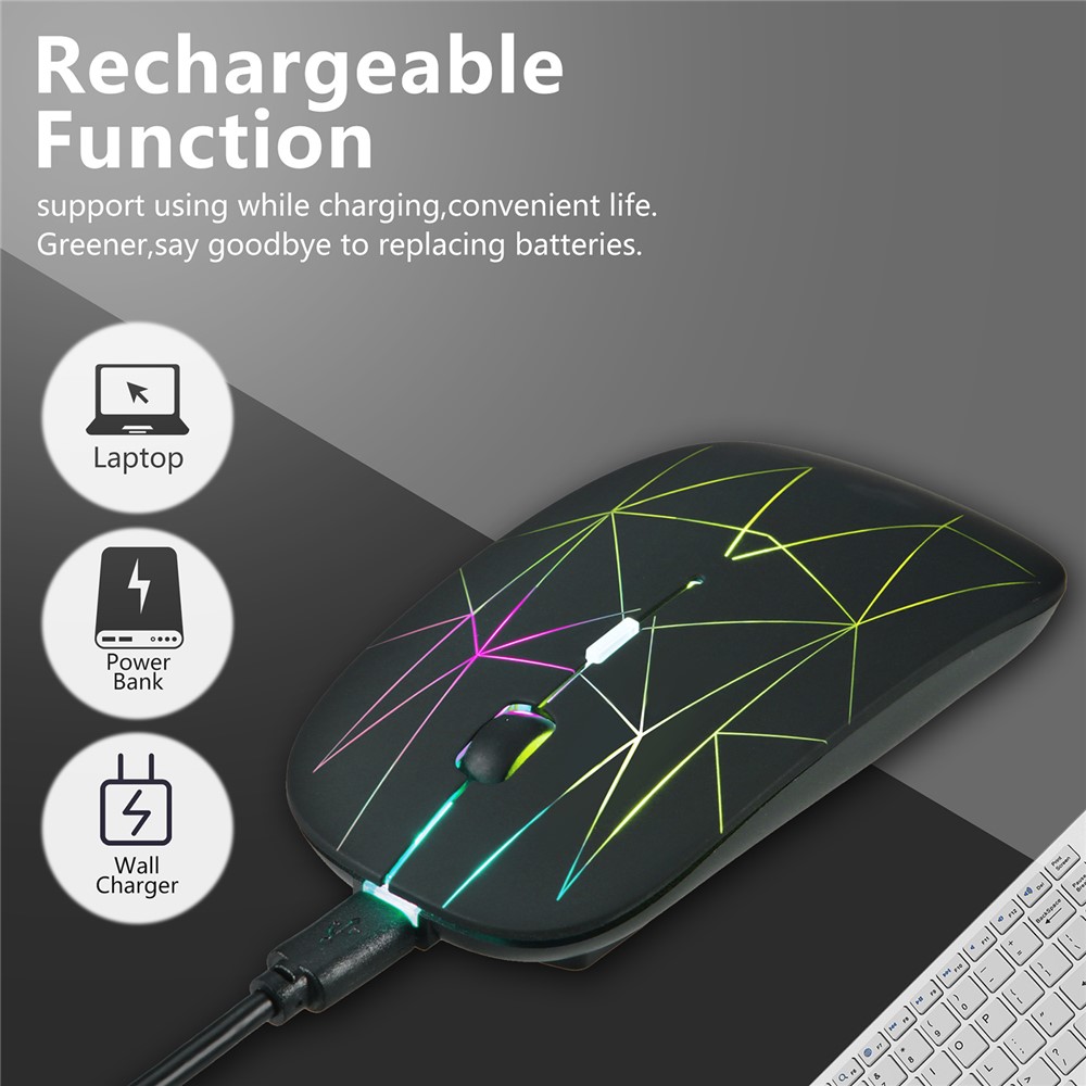 E39 Rechargeable 2.4G Wireless Gaming Mouse 1600DPI RGB Breathing Light Computer Laptop Ergonomic Mice - Black-3