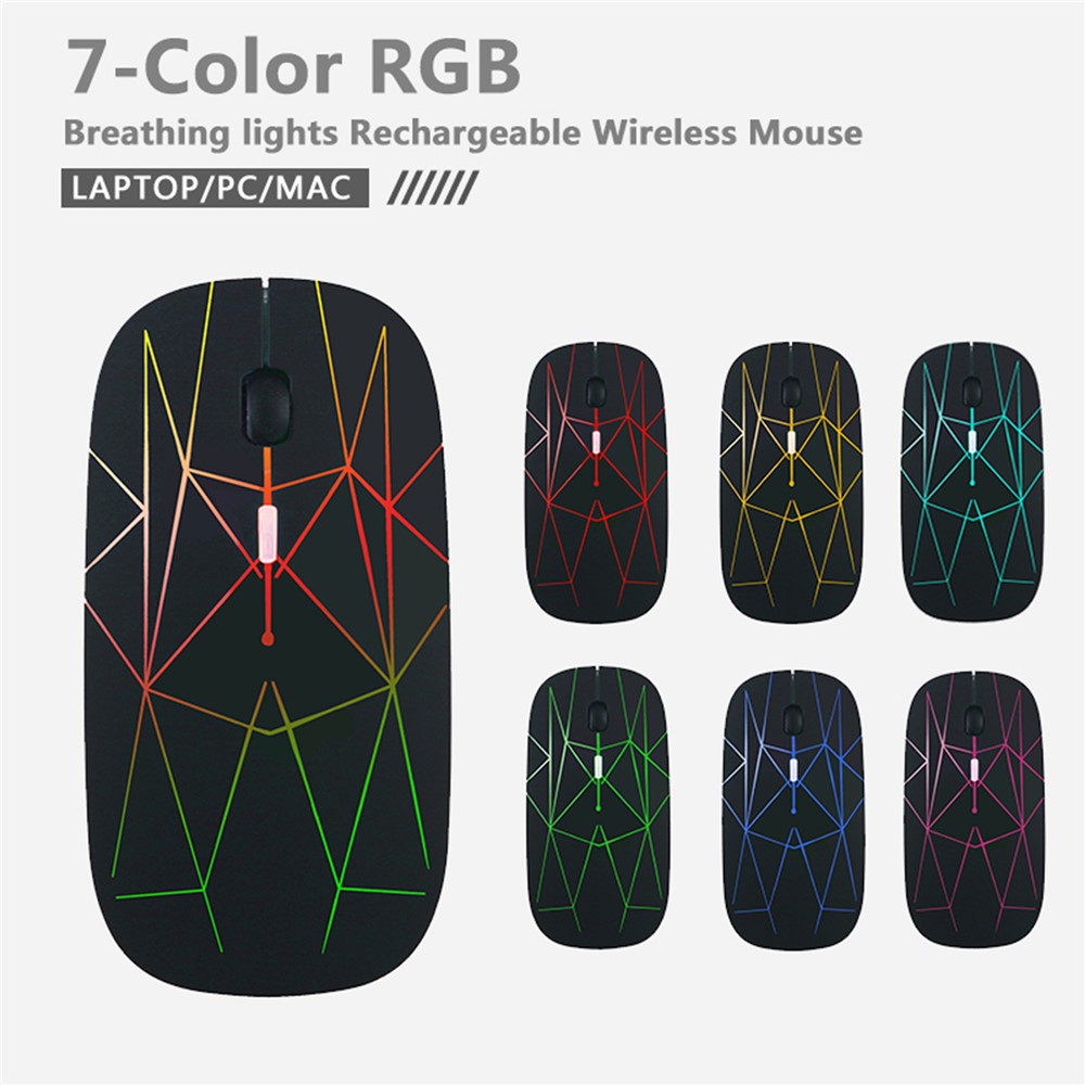 E39 Rechargeable 2.4G Wireless Gaming Mouse 1600DPI RGB Breathing Light Computer Laptop Ergonomic Mice - Black-6