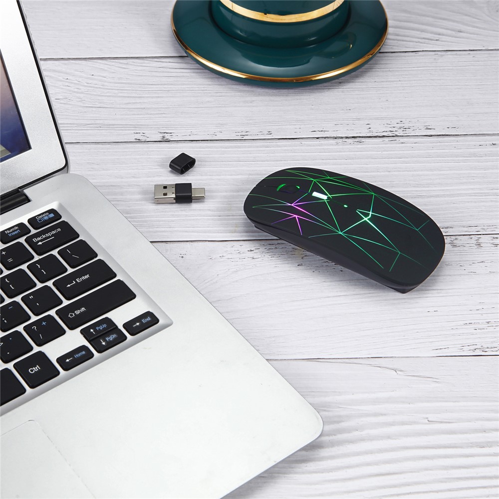 E39 Rechargeable 2.4G Wireless Gaming Mouse 1600DPI RGB Breathing Light Computer Laptop Ergonomic Mice - Black-7