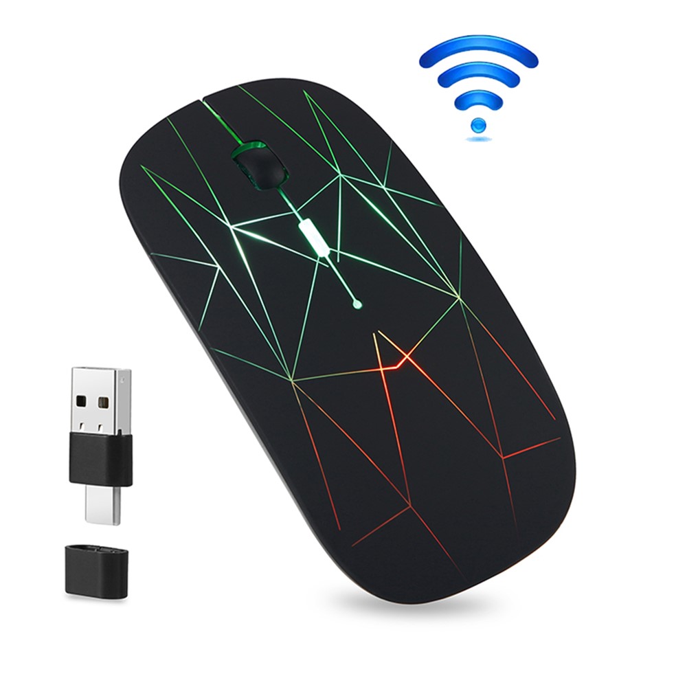 E39 Rechargeable 2.4G Wireless Gaming Mouse 1600DPI RGB Breathing Light Computer Laptop Ergonomic Mice - Black-8