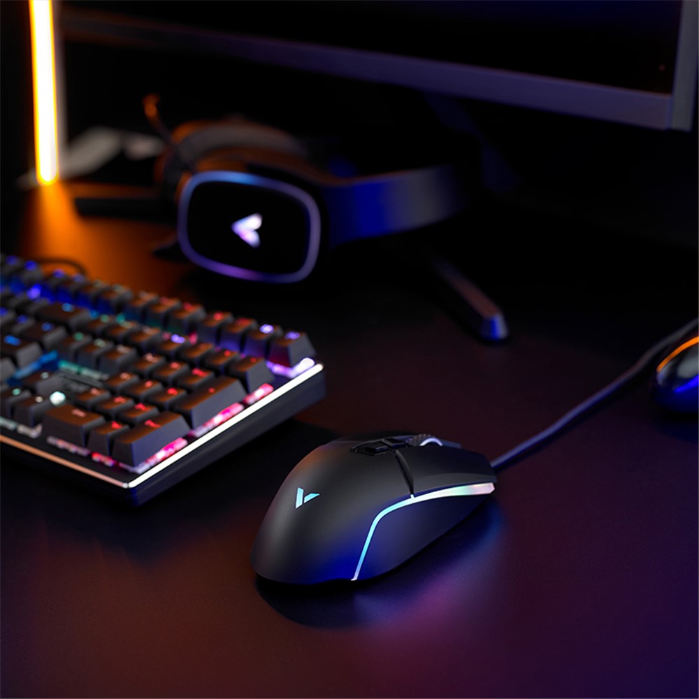 RAPOO V300 Programmable Gaming Mouse USB Wired Ergonomic Computer Mice with RGB Backlit for Laptop PC-2