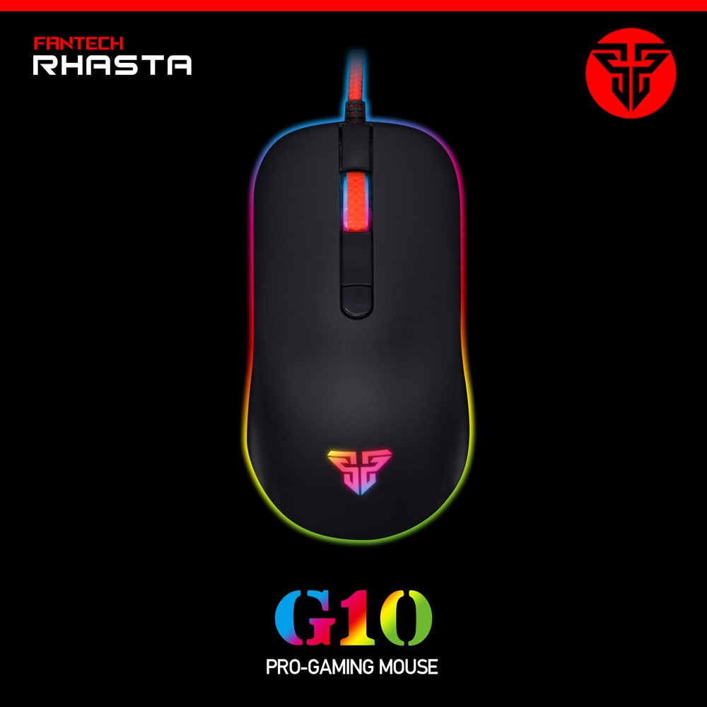 60pcs Fantech G10 Ergonomie Gamin Câblé Souris Optique De Jeu Réglable 4800 Dpi Souris Avec Lumière Colorée - Noir-2