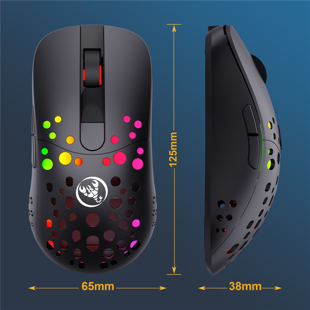 HXSJ T100 RGB Macro Programmable Dual Mode Wireless/Wired Gaming Mouse 10000 DPI Rechargeable Mice-13