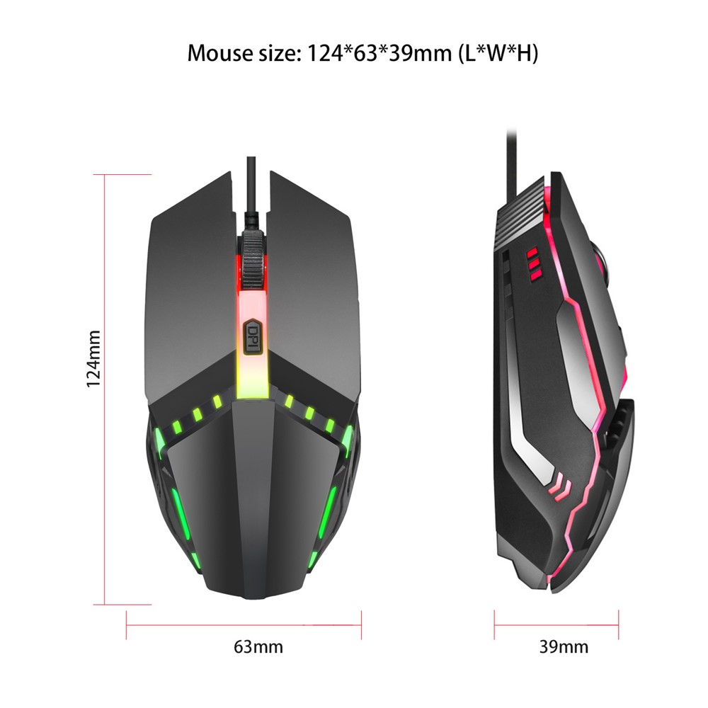 HXSJ S200 Wired Mouse Colorful Luminous Gaming Mouse-7