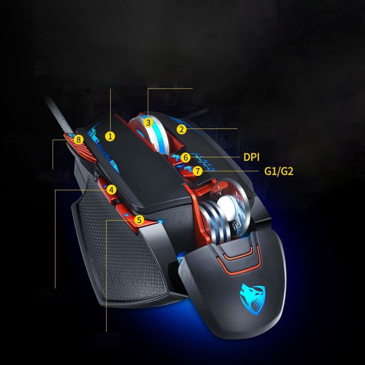 Wholesale V9 USB Wired 8 Buttons Programmable Gaming Mouse DPI