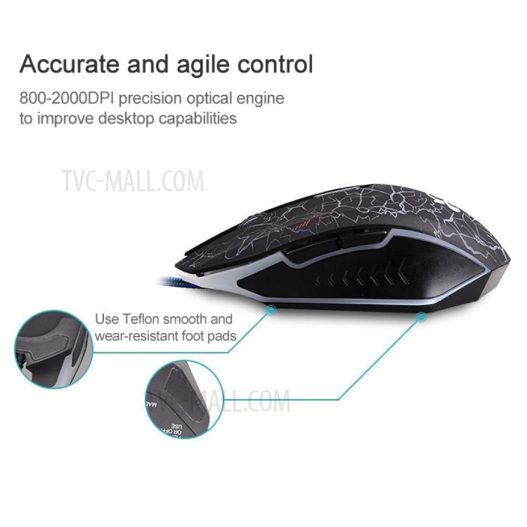 MC Saite A70 USB Wired LED Breathing Back-Light Mouse with Built-in Stable Weight-2
