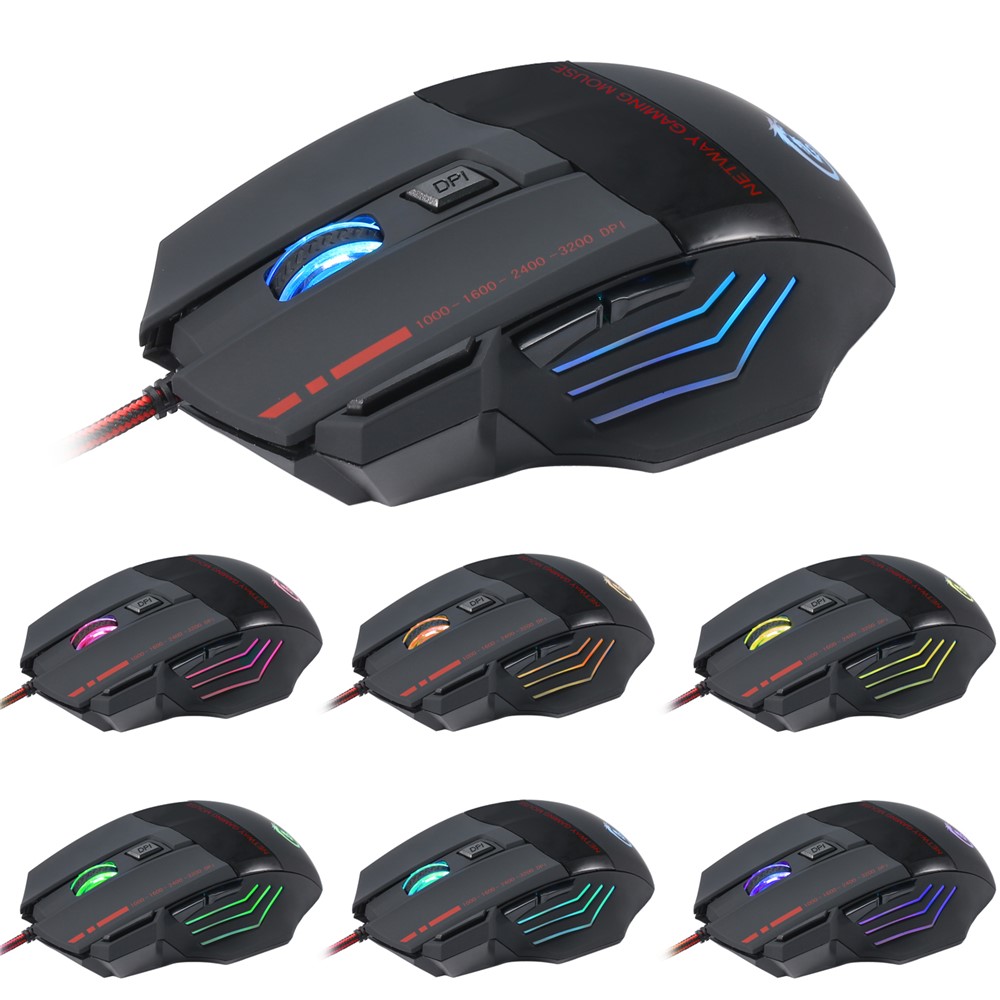 HXSJ A907 5500 DPI Adjustable 7 Buttons USB Wired Gaming Mouse Colorful Light Computer Mice-14