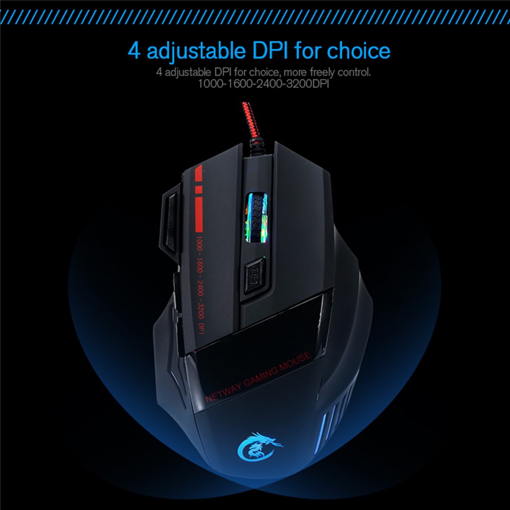 HXSJ A907 5500 DPI Adjustable 7 Buttons USB Wired Gaming Mouse Colorful Light Computer Mice-4