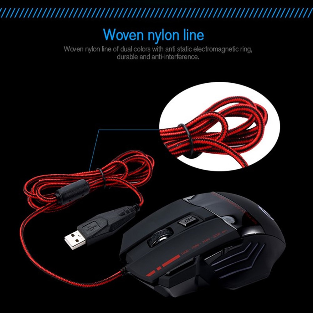 HXSJ A907 5500 DPI Adjustable 7 Buttons USB Wired Gaming Mouse Colorful Light Computer Mice-5