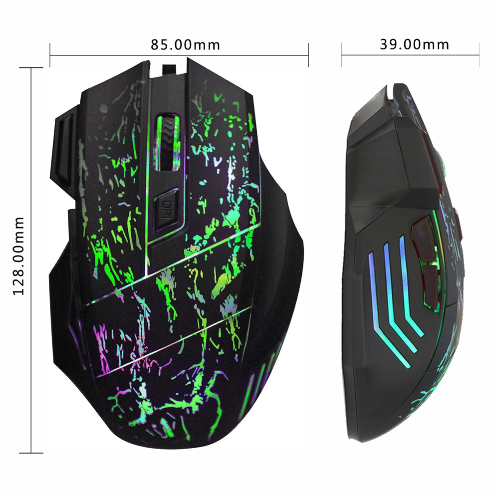 HXSJ A874 5500 DPI Ajustable 7 Botones Patrón de Crujido Óptico USB Gaming Gaming Matones de Mouse Con Luz de Respiración Colorida-6