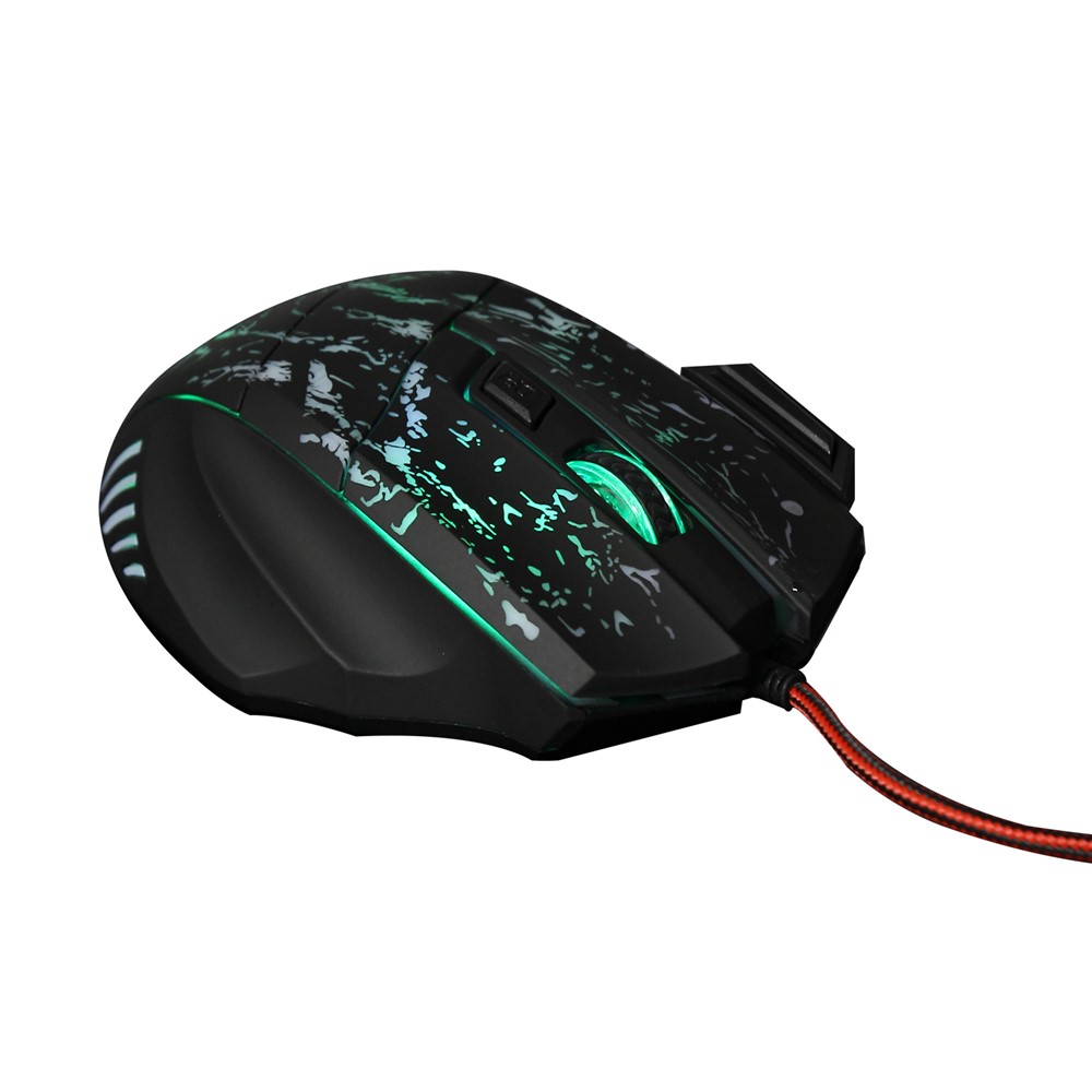 HXSJ A874 5500 DPI Adjustable 7 Buttons Crackle Pattern Optical USB Wired Gaming Mouse Computer Mice with Colorful Breathing Light-8